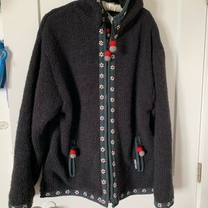 Laundromat Womens Wool Full Zip Sweater Hoodie Size Xlarge color dark blue